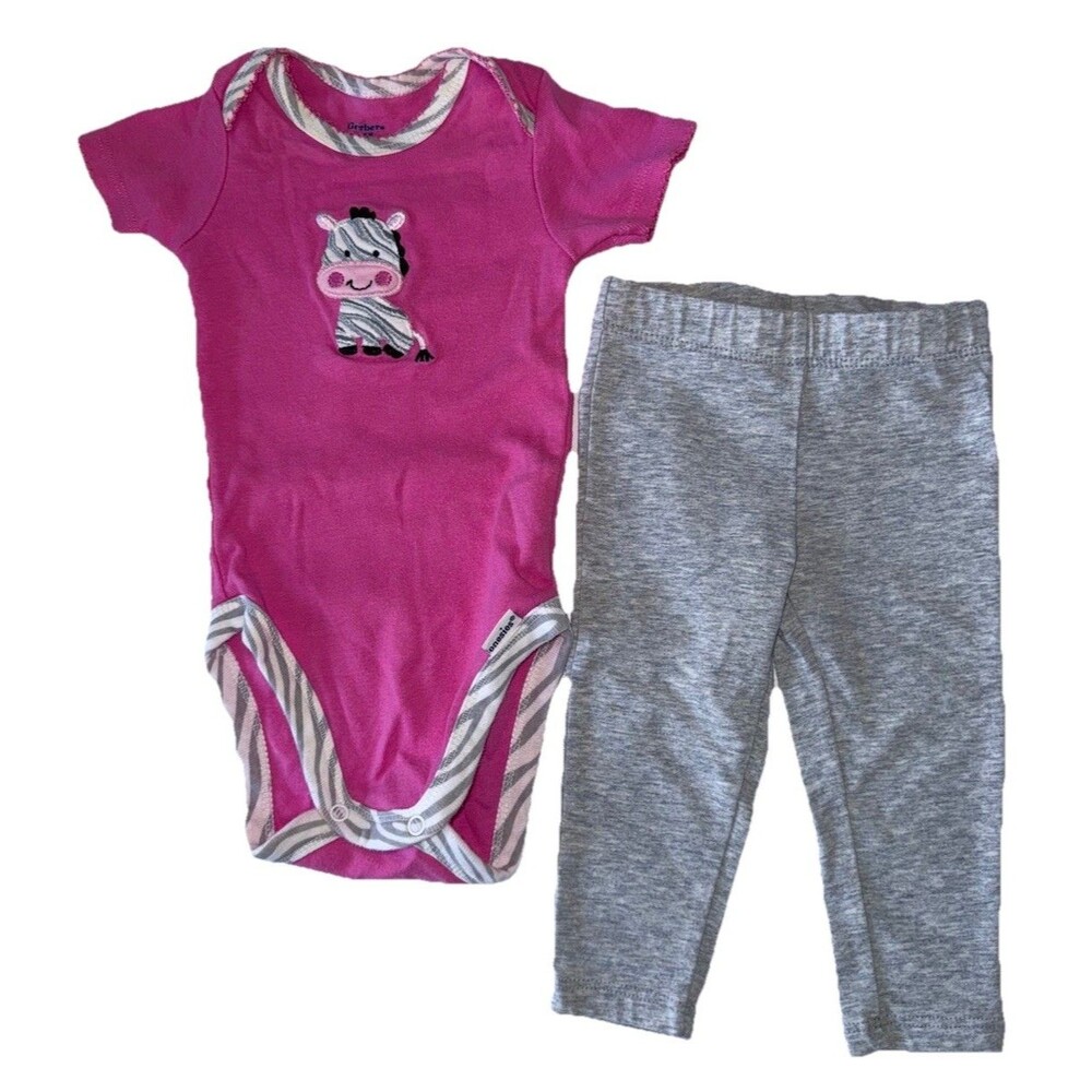 Gerber Baby Girls 2 Piece Set Bodysuits 3-6M Long Pants leggings.